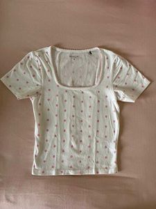 Cute Polka Dot Square Neck Top