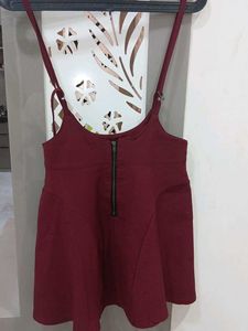 Red Pinafore Mini Skirt dungree