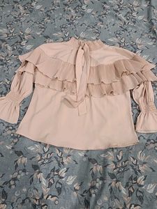 Elegant Ruffled Neck Tie Top
