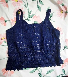 Sparkling Blue Sequin Blouse Top