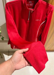 Bright Red Quarter Zip gym tshirt