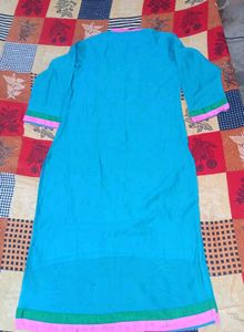 sky blue gala work kurti for women