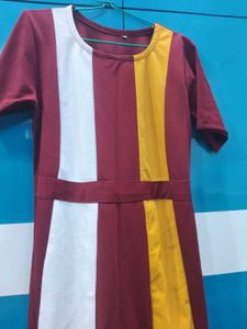 Simple Maroon Short Sleeve Dress