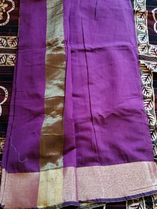 Cotton Saree with Golden Border