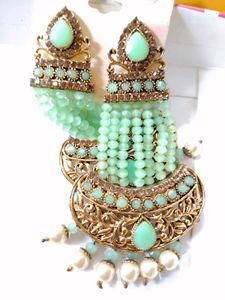 Stunning Mint Green Beaded Earrings