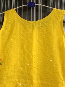 Yellow Embroidered Kurti