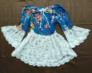 Boho Floral Lace Bell Sleeve Top
