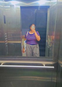 Blue Striped Cropped Top