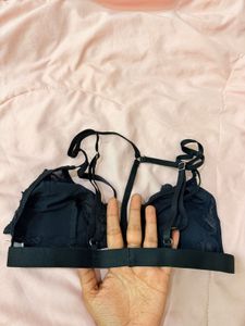 Black Floral Strappy Bralette