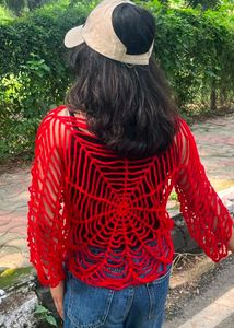 viral crochet spider web top