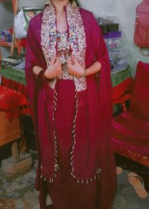 Elegant Maroon Three Piece Set