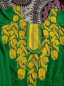 Gorgeous Green And Yellow Chikankari Kurta Set