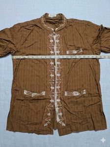 embroidered front open shirt