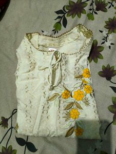 Cream Embroidered Kurta