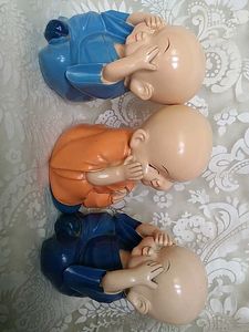 Set of 3 Adorable Monk Figurines