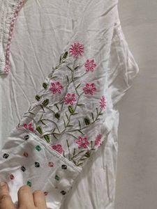 White Embroidered Kurta with Pants