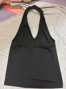 Black Halter Neck Crop Top