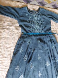 Elegant Embroidered grey maxi dress