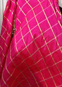 Vibrant Pink skirt with Gold Check
