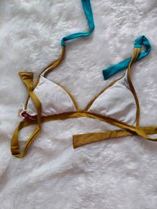 Teal &amp; Gold Bikini Top