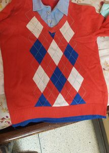 Boys Sweater With Collar Attached .