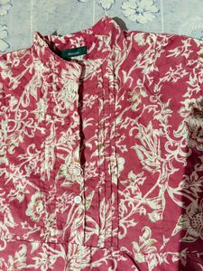 Beautiful Red Floral Printed short Kurti(unused