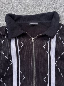 Argyle Zip-Up Knit Sweater