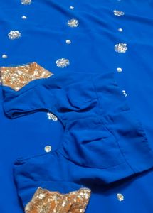 Blue Saree with Embellishments