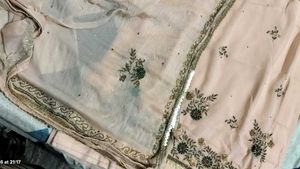 Elegant Peach Kurta Set with Embellishments