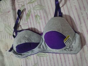 Comfortable Grey &amp; Purple Bra 28B