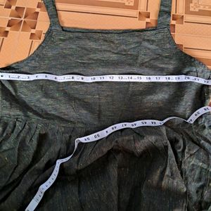 Dark Olive Sleeveless Cotton Khadi Ku