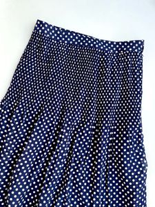 Navy blue Polka Dot Midi Skirt