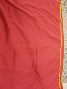 Coral dupatta with Golden Lace
