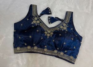 Navy blue organza blouse