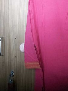 Vibrant Pink Kurta with Orange Accents