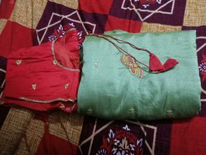sea green saree with blouse