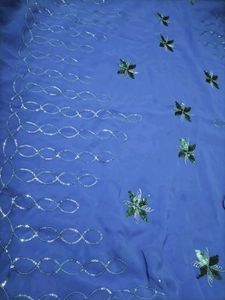 Blue Saree with Sequins and Embroidery