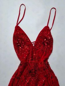 Sparkling Red Sequin Party Mini Dress