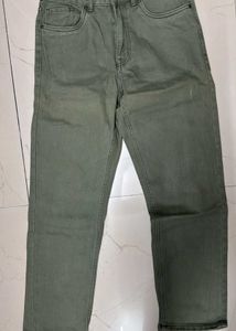 Olive Green Straight Leg Jeans