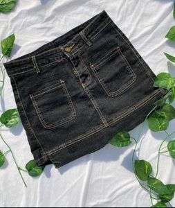 Black Denim Mini Skirt