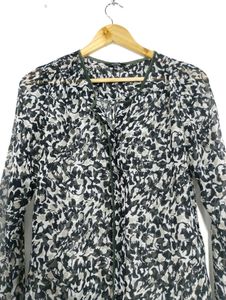 Black And White Printed Transparent Top (Women)