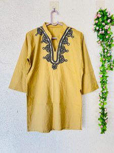 Embroidered Yellow Kurta Top