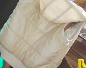 Cream Padded Jacket with Cable Knit Pockets