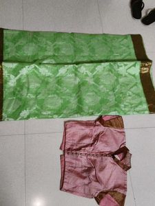 elegant saree with collar neck blouse pattern