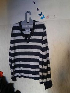 Men's Striped Long Sleeve Henley T-Shirt