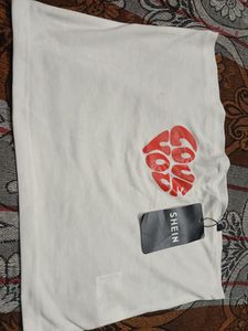 Shein White Heart Graphic T-Shirt