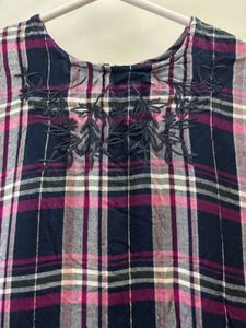 Max Chic Plaid Embroidered Tunic Top