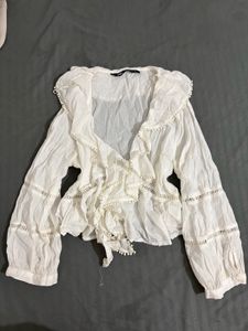 Boho White Ruffle Blouse