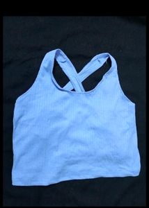 Blue Criss-Cross Back Tank Top