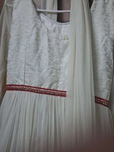 Elegant White Anarkali suit full gher